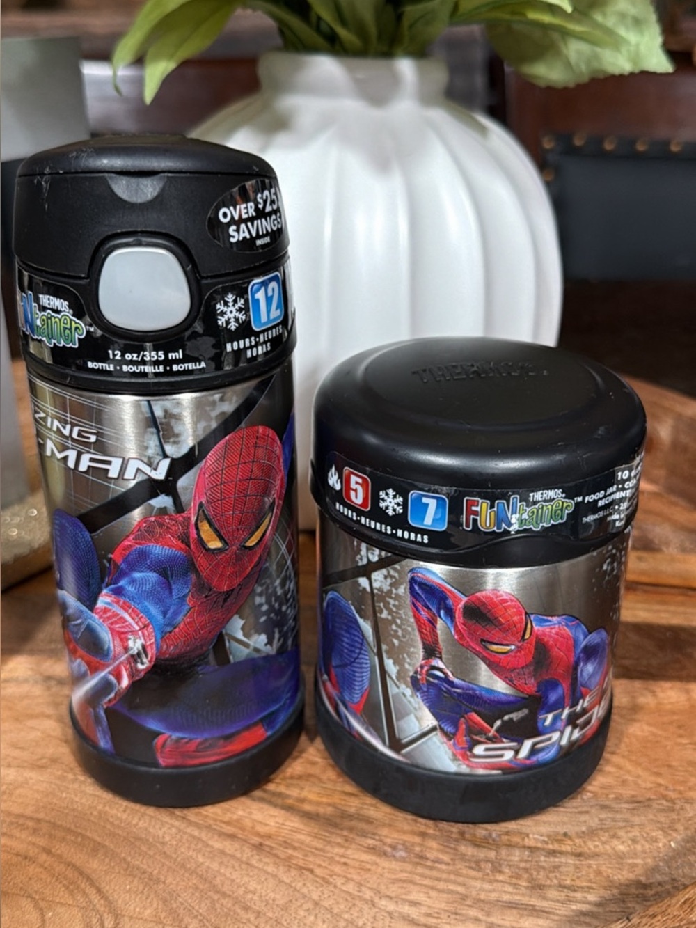 Thermos Spider-Man Stainless Bottle and Food Jar - Red, Blue, Black
